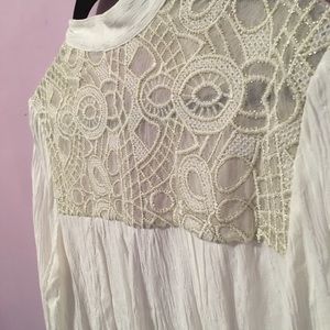 Free People button down lace back cream tunic